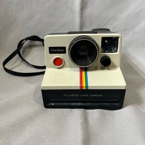 Vintage Original Polaroid SX-70 OneStep White Rainbow Stripe  Camera Untested